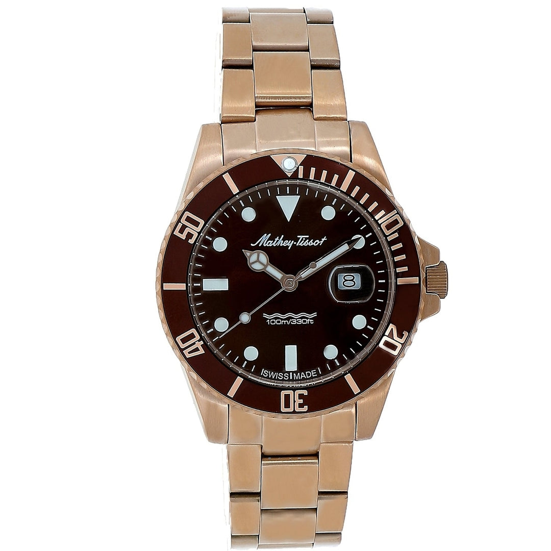 Mathey Tissot Mens Brown Dial Watch H908APRM Stainless Steel Quartz Waterproof Image 1