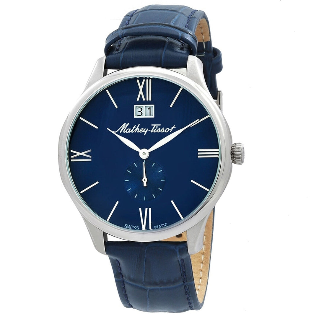 Mathey Tissot Mens Edmond Blue Dial Quartz Watch H1886QABU Leather Strap Image 1