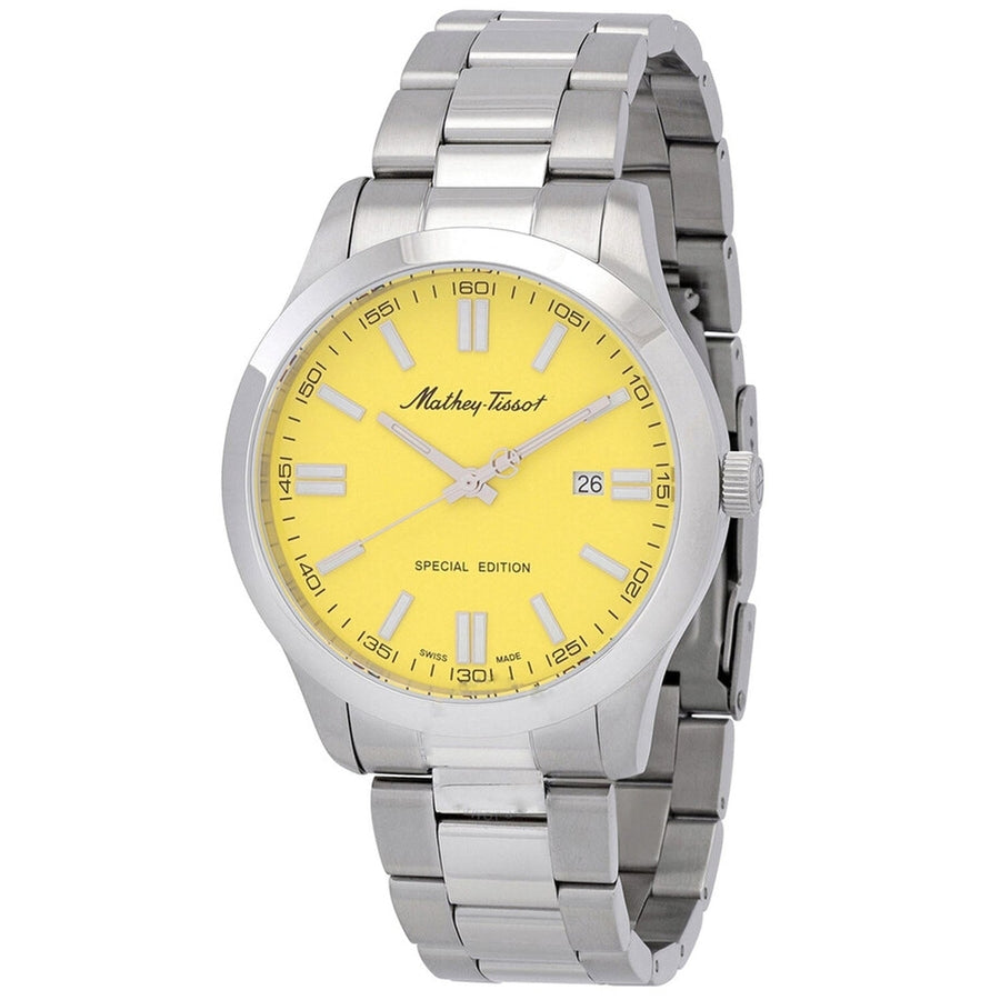 Mathey Tissot Mathy I Jumbo Yellow Dial Mens Watch H455J Stainless Steel Image 1