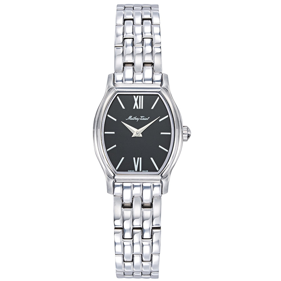 Mathey Tissot Womens Black Dial Quartz Watch Stainless Steel D104AN Water Resistant Image 1