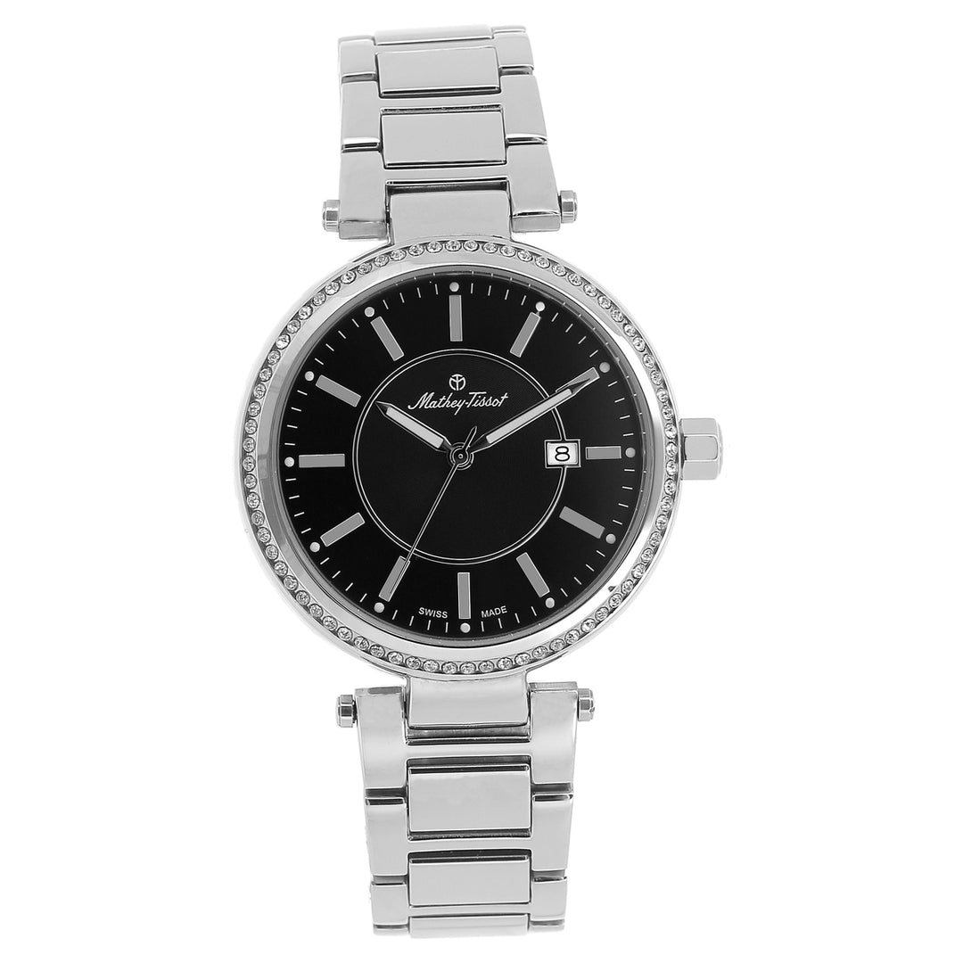 Mathey Tissot Womens Black Dial Quartz Watch H610AN Stainless Steel Bracelet Image 1