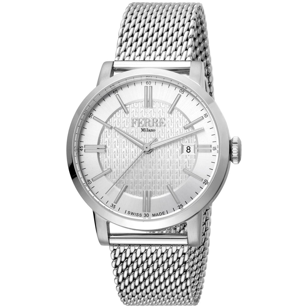 Ferre Milano Mens Classic Silver Dial Quartz Watch FM1G156M0041 Stainless Steel Image 1