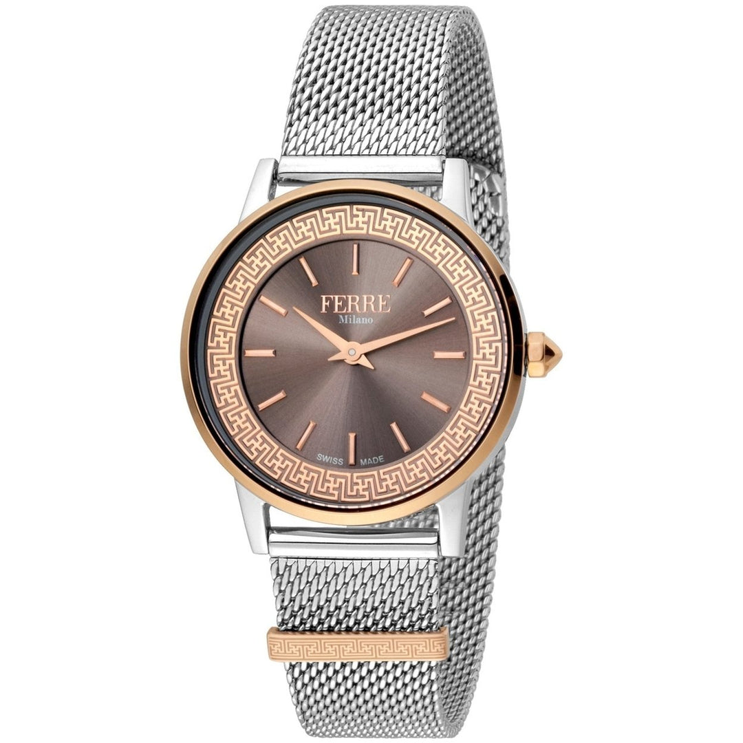 Ferre Milano Womens Brown Dial Stainless Steel Quartz Watch FM1L103M0721 Image 1