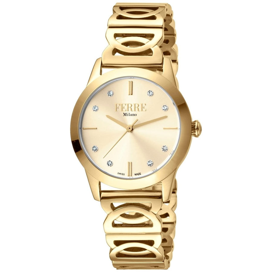 Ferre Milano Womens Gold Dial Quartz Watch Stainless Steel FM1L126M0241 5 ATM Image 1