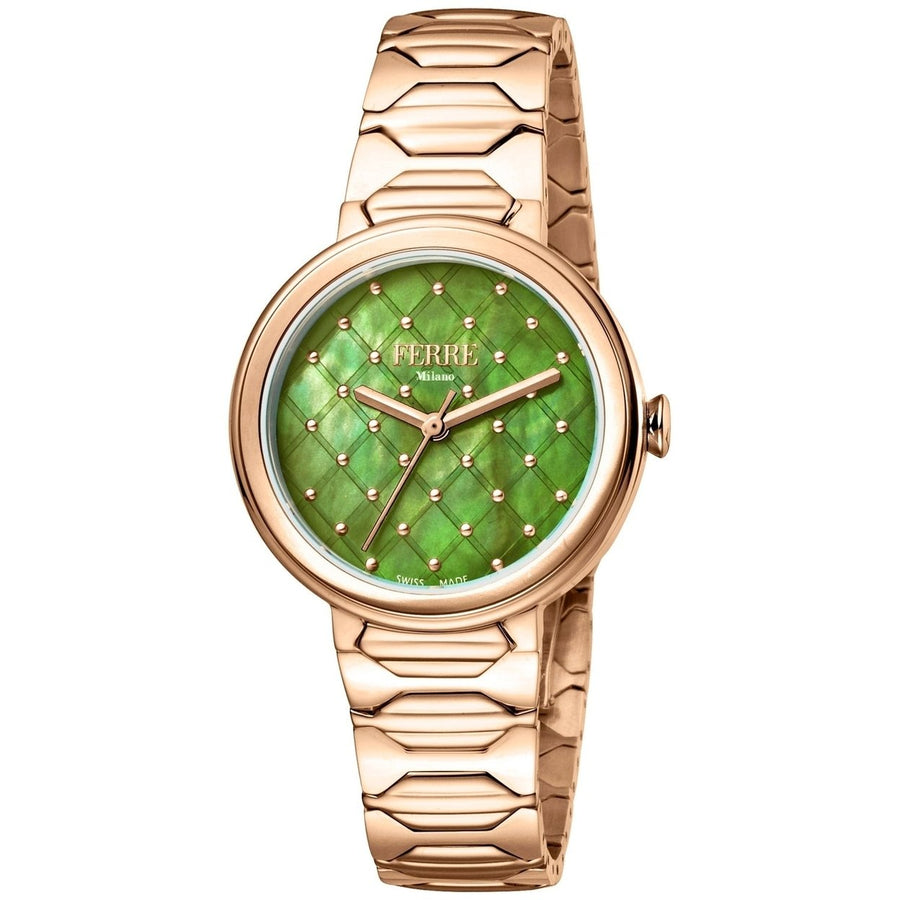 Ferre Milano Womens Green Dial Quartz Watch FM1L124M0081 Stainless Steel Waterproof Image 1