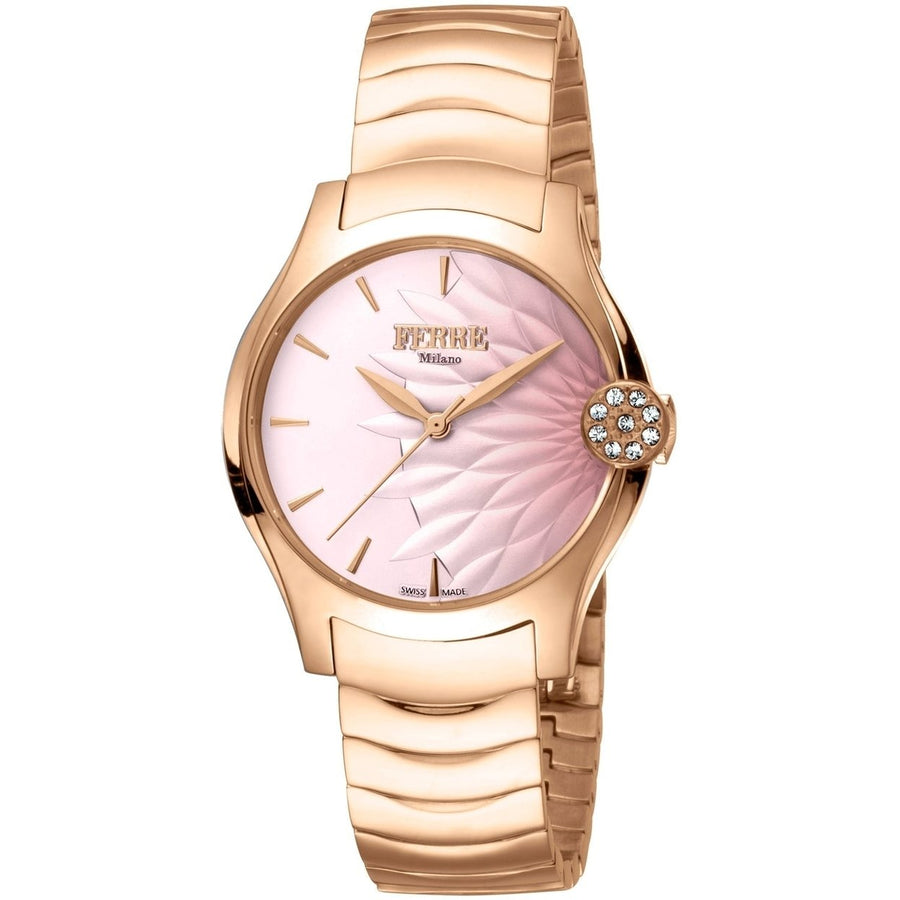 Ferre Milano Womens Pink Dial Quartz Watch Stainless Steel FM1L121M0081 Image 1