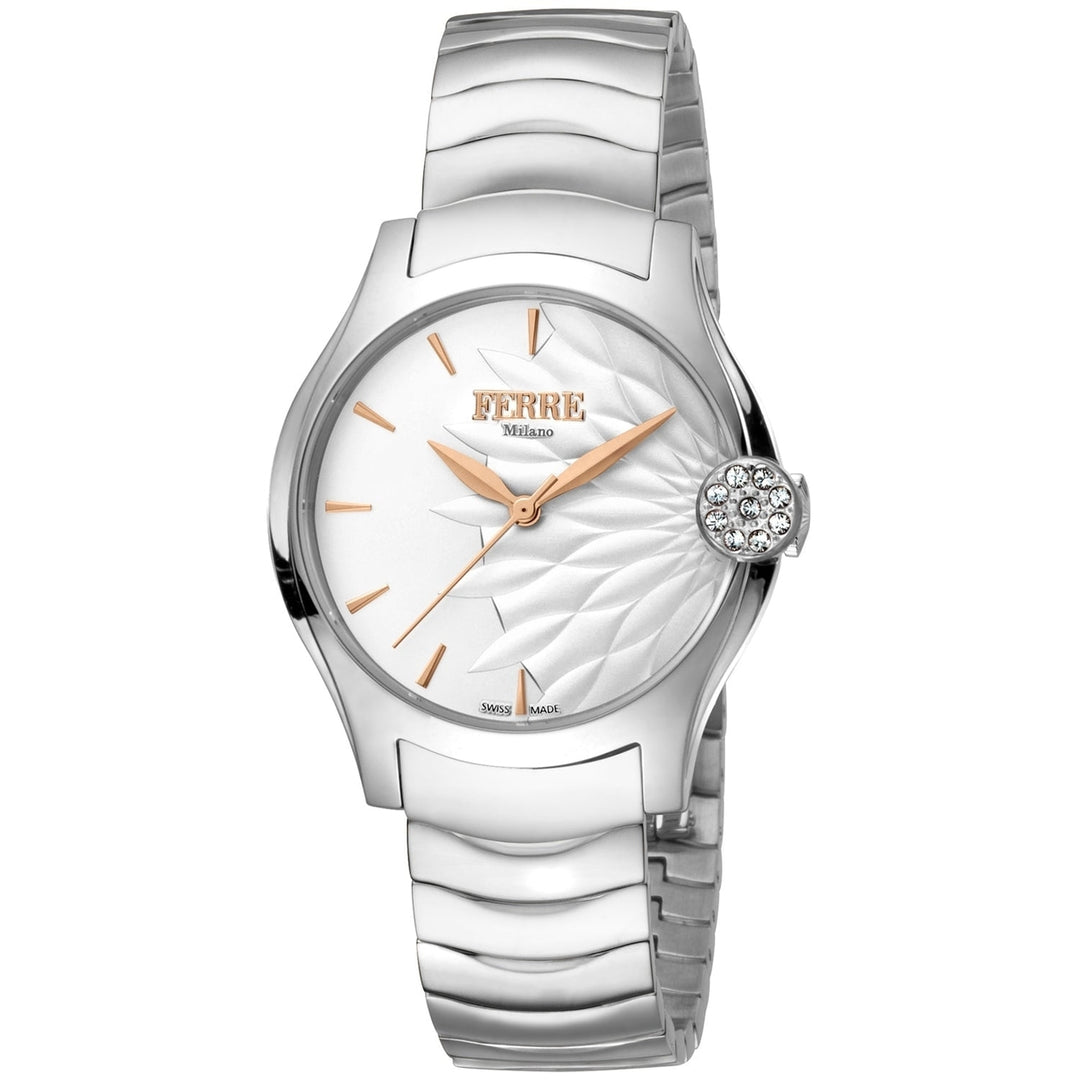 Ferre Milano Womens Classic White Dial Quartz Watch FM1L121M0051 Stainless Steel Image 1