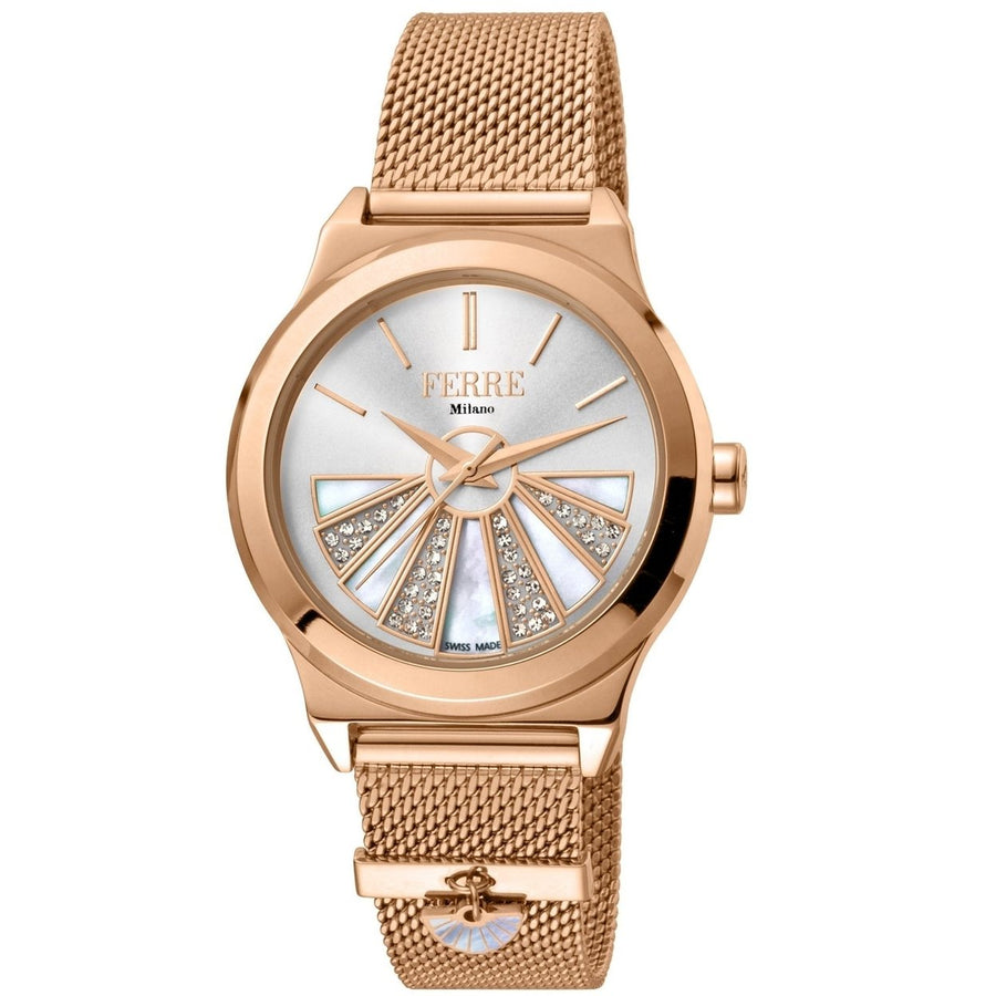 Ferre Milano Womens Stainless Steel White Dial Watch FM1L125M0071 Water Resistant Image 1