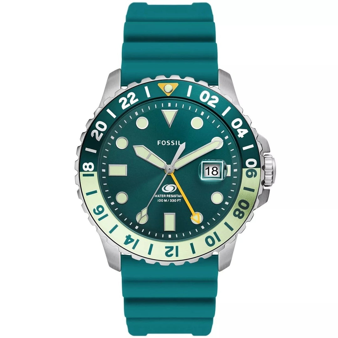 Fossil Mens Blue GMT Green Dial Watch - FS5992 Image 1