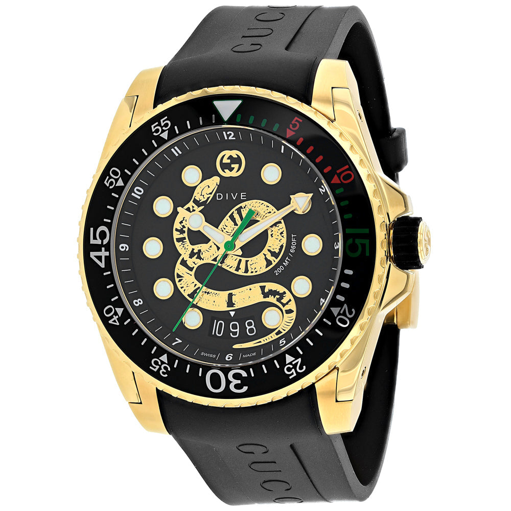 Gucci Mens Dive Black Dial Watch - YA136219 Image 1