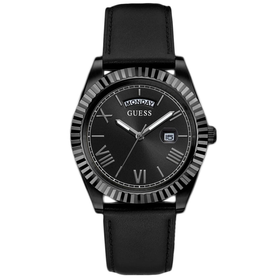 Guess Mens Classic Black Dial Watch GW0335G1 Stainless Steel Rubber Strap Water Resistant Image 1