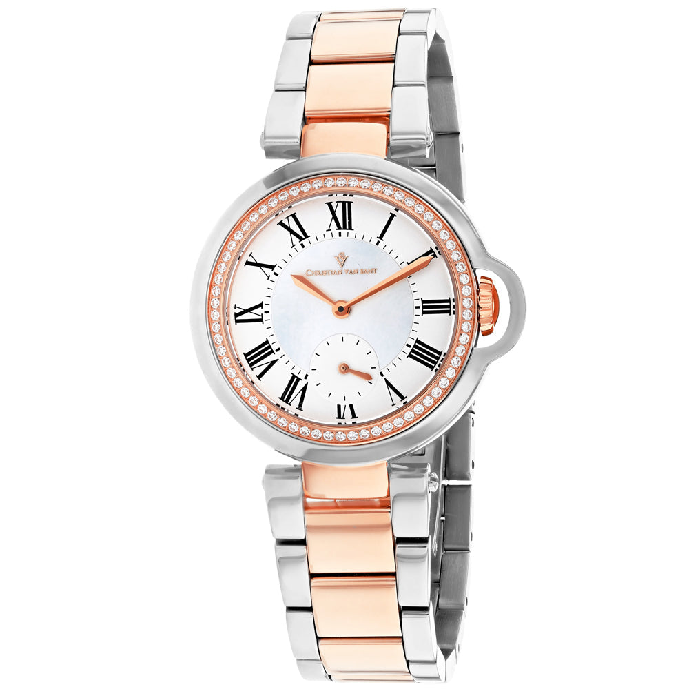 Christian Van Sant CV0234 Womens White Mother of Pearl Dial Watch Stainless Steel Image 1