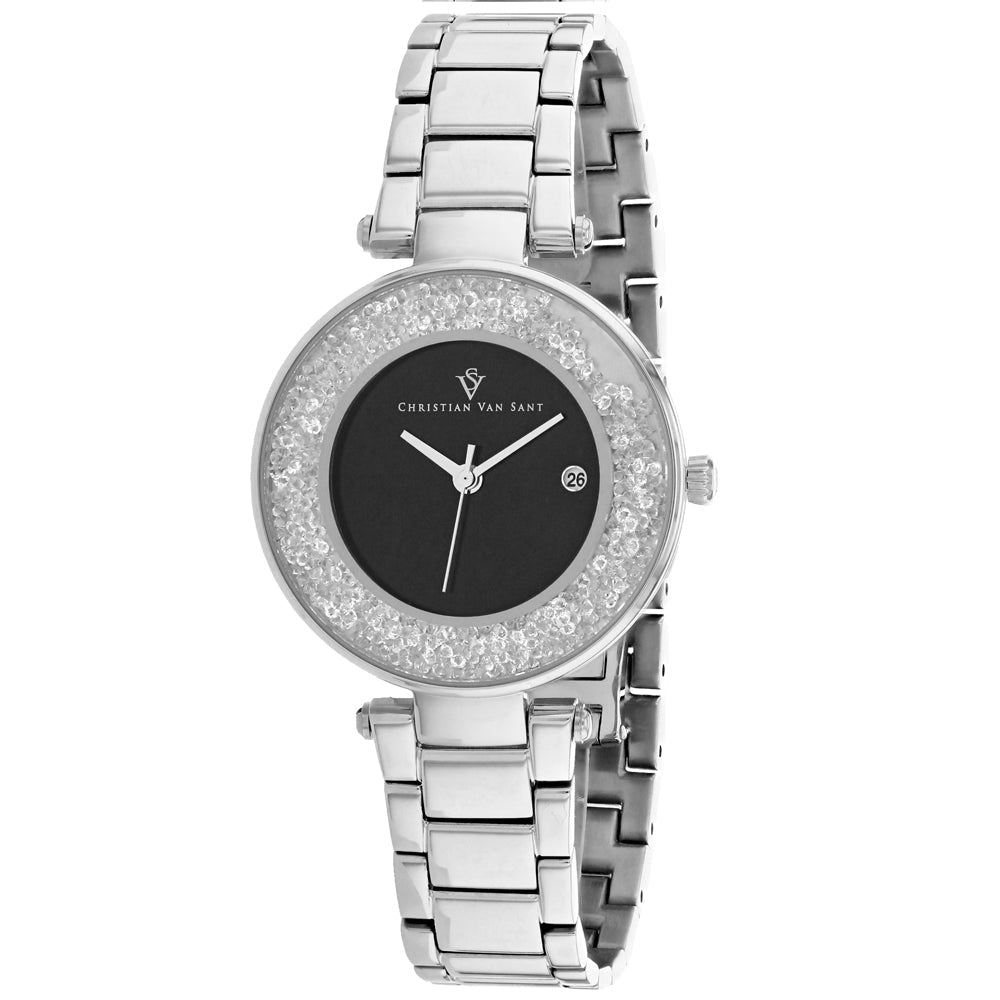 Christian Van Sant Womens Dazzle Black Dial Watch - CV1211 Image 1