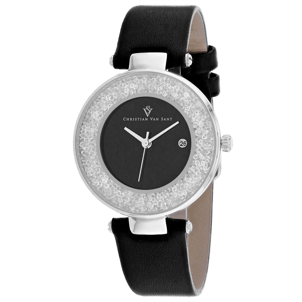 Christian Van Sant Womens Dazzle Quartz Black Dial Watch CV1221 Stainless Steel Image 1