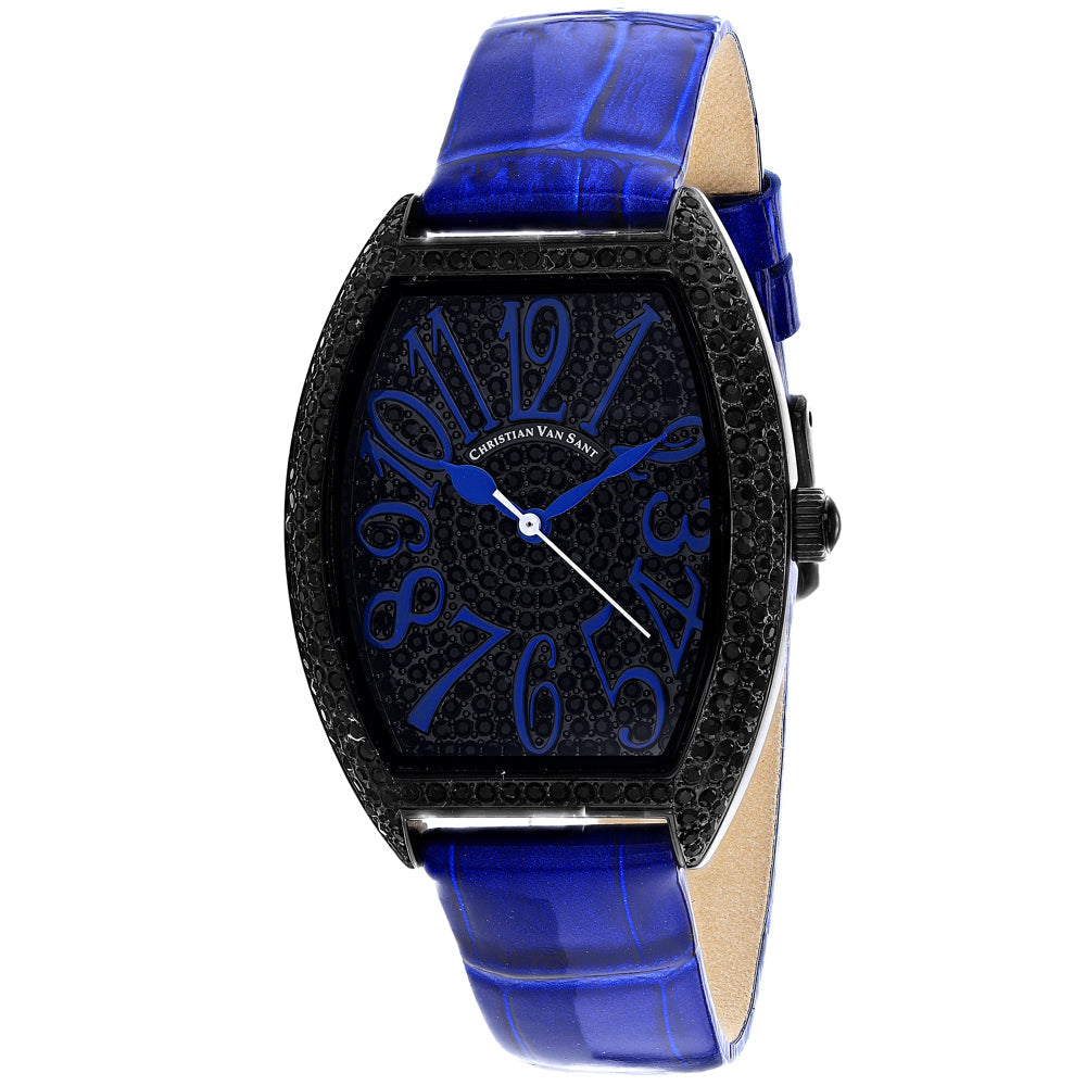 Christian Van Sant Womens Black Dial Quartz Watch CV4824 Leather Strap Water Resistant Image 1