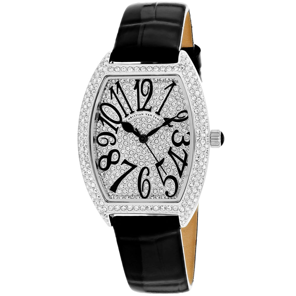 Christian Van Sant Womens White Dial Quartz Watch CV4821B Stainless Steel Leather Image 1