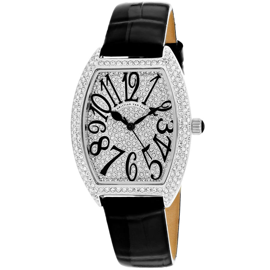 Christian Van Sant Womens White Dial Quartz Watch CV4821B Stainless Steel Leather Image 1