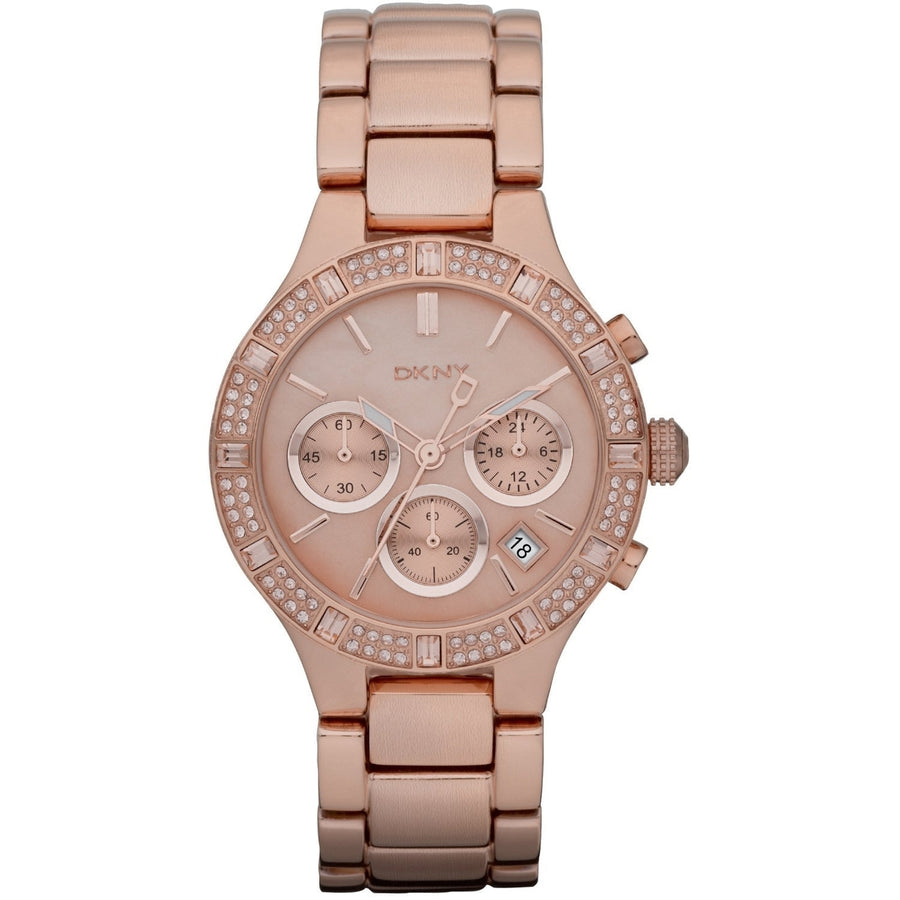 DKNY Womens Chambers Rose Gold Dial Watch NY8508 Stainless Steel Water Resistant Image 1