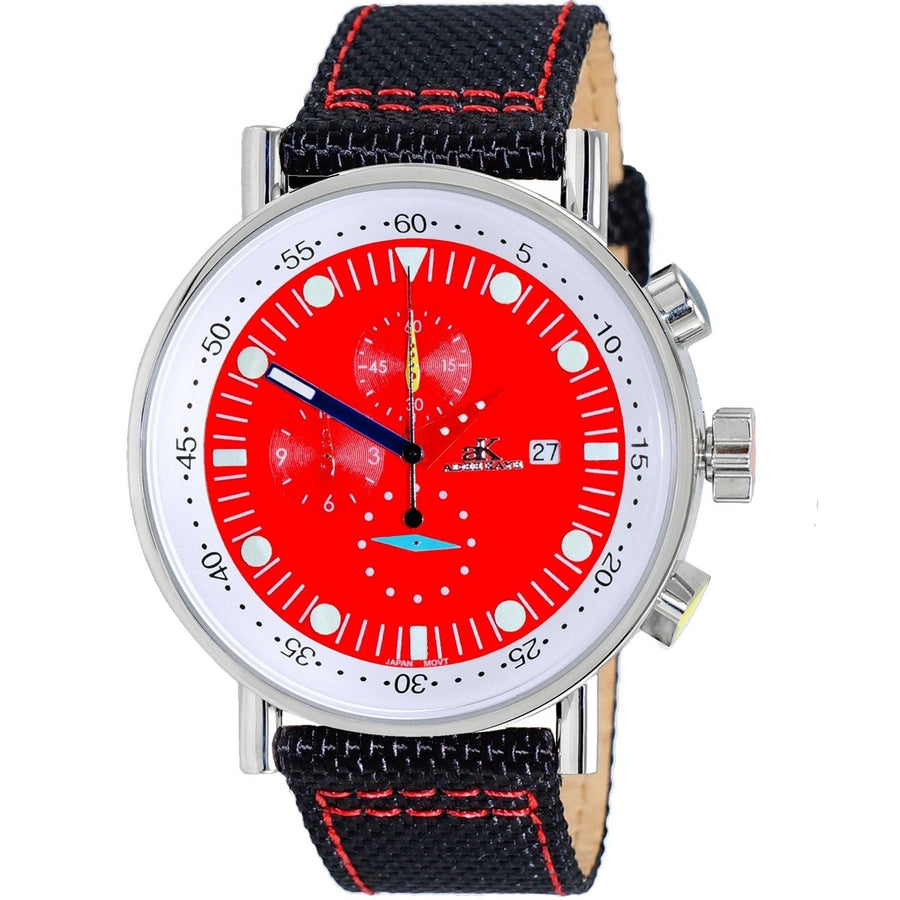 Adee Kaye Mens Watch Stainless Steel Red Dial AK2267-40RD Quartz 5ATM Image 1