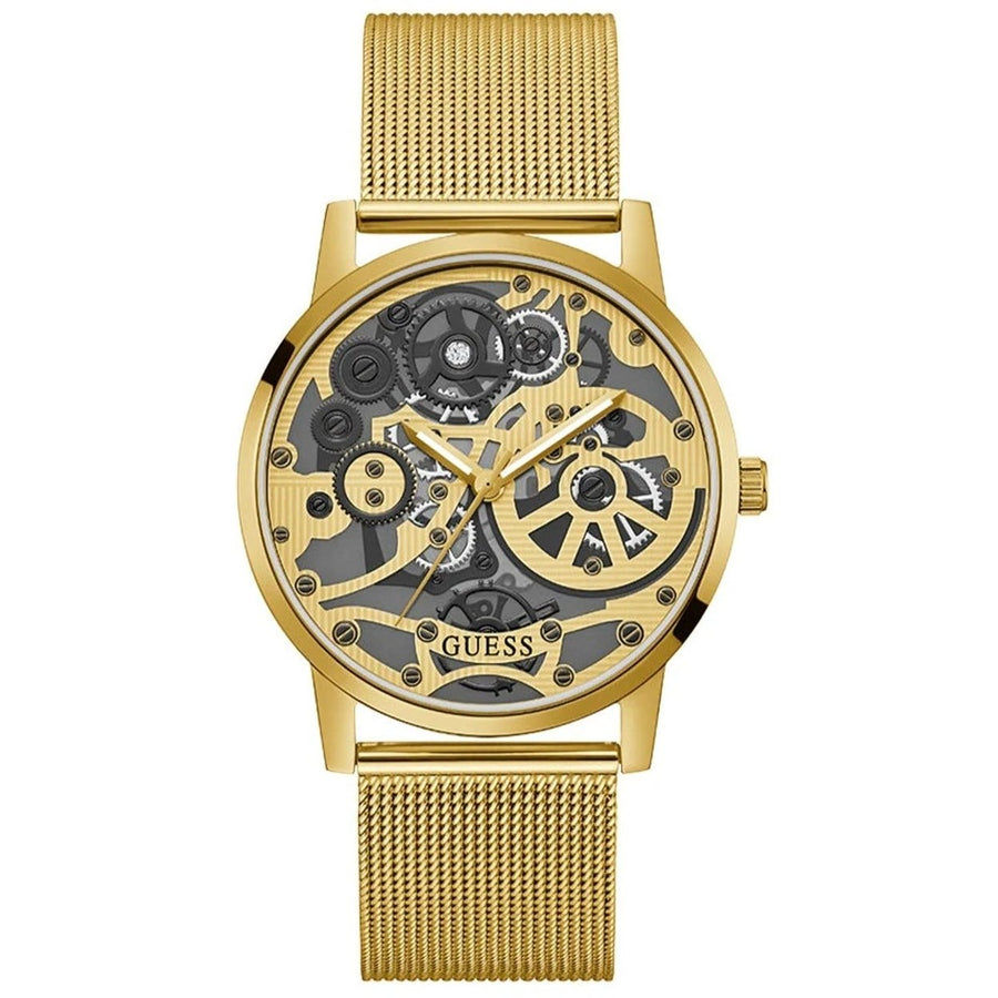 Guess Mens Watch GW0538G2 Gold Dial Stainless Steel Strap Quartz Waterproof Image 1