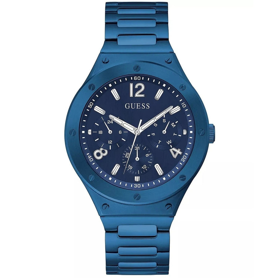 Guess Mens Scope Watch Blue Dial Stainless Steel Bracelet GW0454G4 5 ATM Image 1