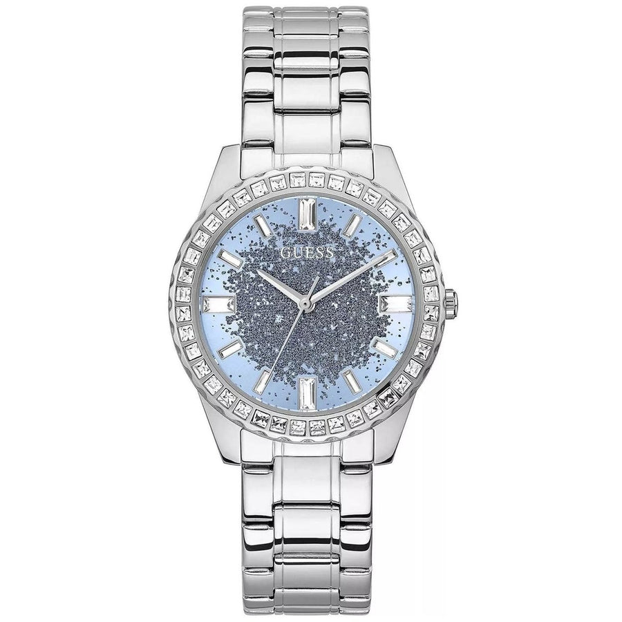 Guess Womens Glitter Burst Blue Dial Watch GW0405L1 Stainless Steel Quartz Image 1