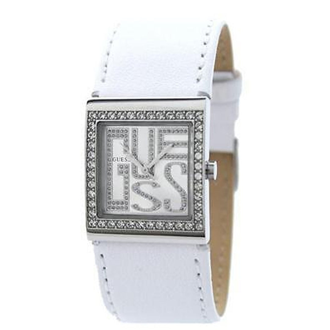 Guess Womens Mini Graphix Silver Dial Watch W75023L2 Stainless Steel Leather Strap Image 1