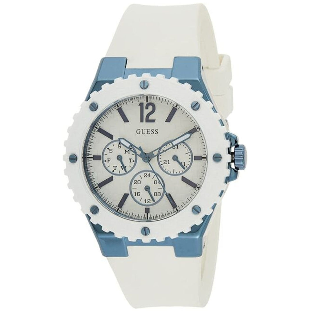 Guess Womens Overdrive White Dial Watch W0149L6 Stainless Steel Rubber Strap Image 1