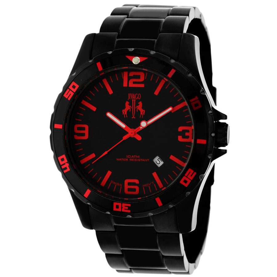 Jivago Mens Black Dial Watch JV6115 Stainless Steel Swiss Quartz 100m Water Resistant Image 1