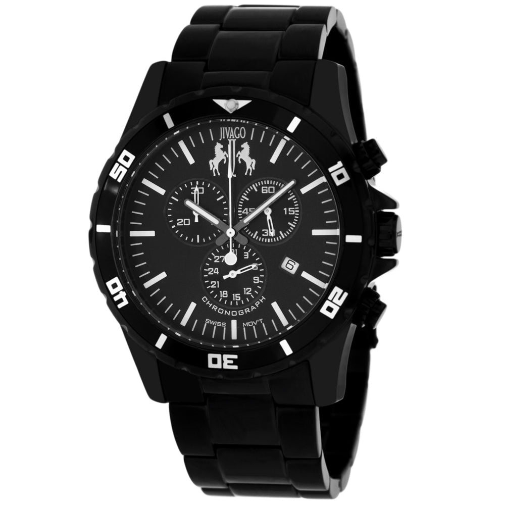 Jivago Mens Black Dial Watch JV6120 Stainless Steel Swiss Quartz Water Resistant Image 1