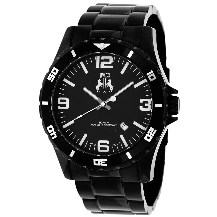 Jivago Mens Black Dial Watch JV6110 Stainless Steel Quartz Water Resistant 100m Image 1