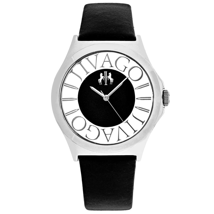 Jivago Womens Black Dial Watch JV8430 Stainless Steel Satin Leather Strap Image 1