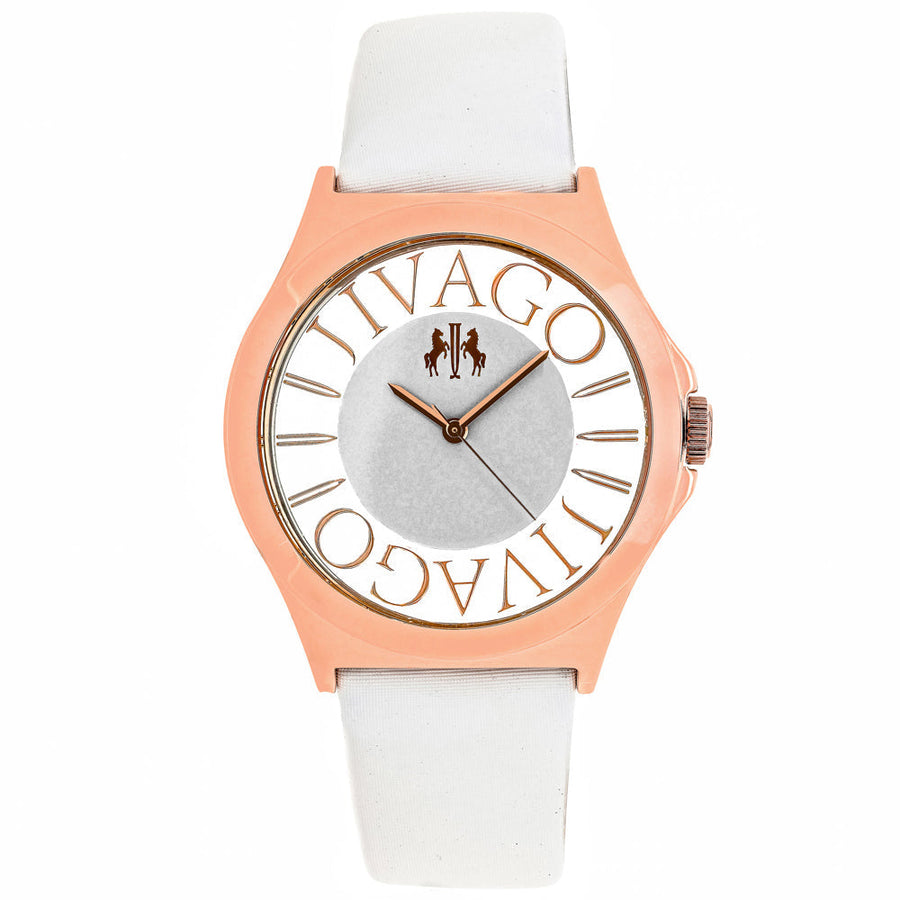 Jivago Womens White Dial Watch JV8434 Stainless Steel Satin Leather Strap Image 1