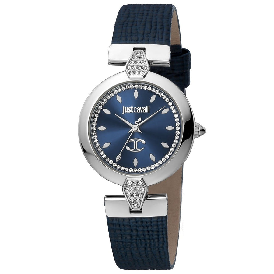 Just Cavalli Womens Blue Dial Stainless Steel Leather Watch JC1L194L0025 Image 1