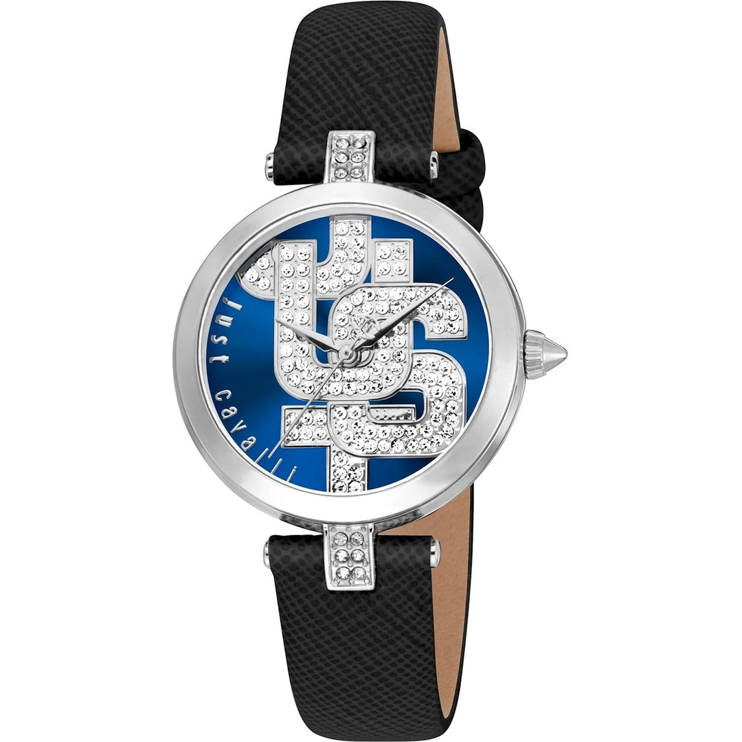 Just Cavalli Womens Watch Blue Dial Stainless Steel Leather Strap JC1L241L0015 Image 1