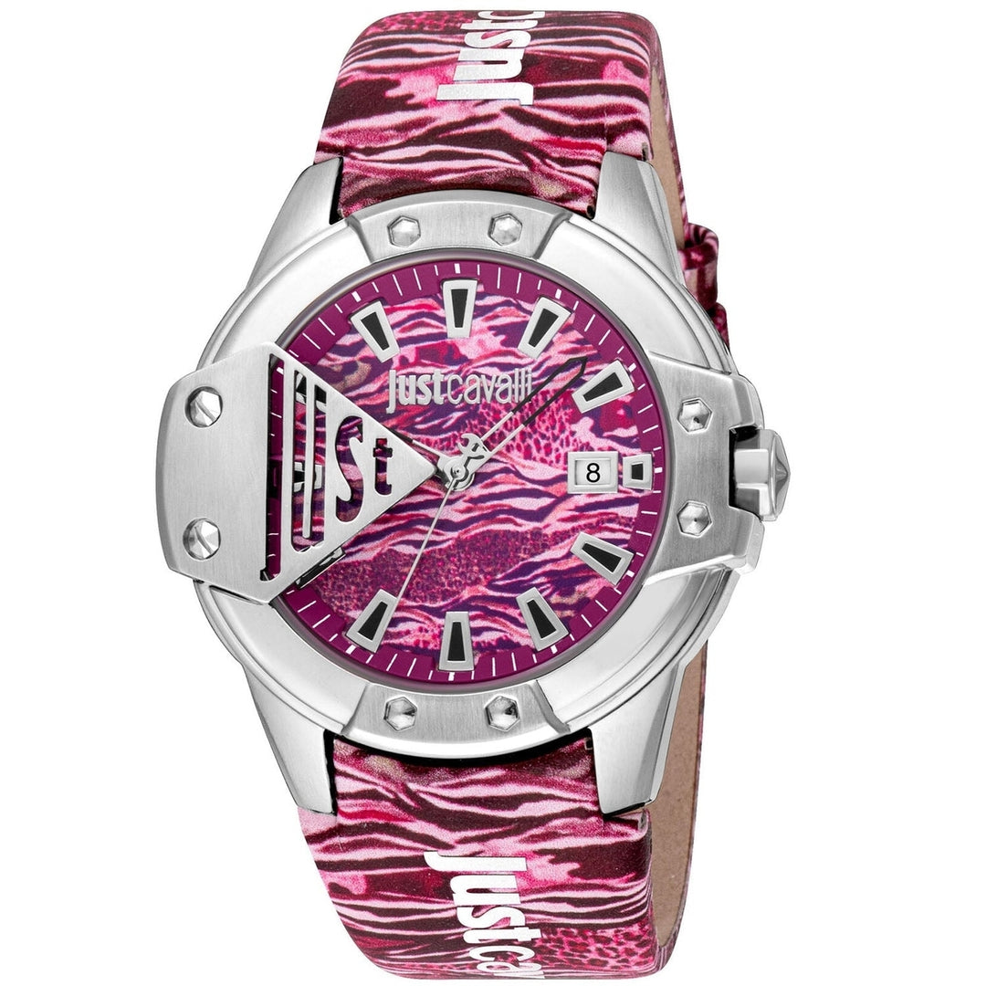 Just Cavalli Womens Pink Dial Quartz Watch JC1G260L0015 Stainless Steel Leather Strap Image 1