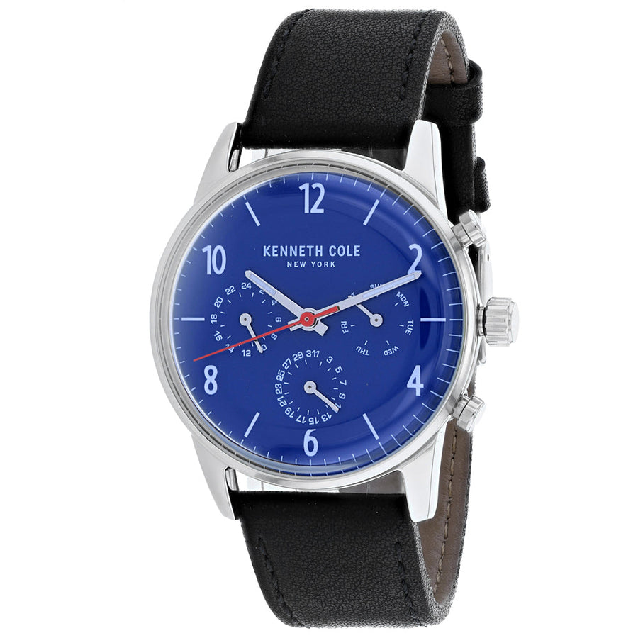 Kenneth Cole Mens Dress Sport Blue Dial Watch KC50953002 Stainless Steel Leather Image 1