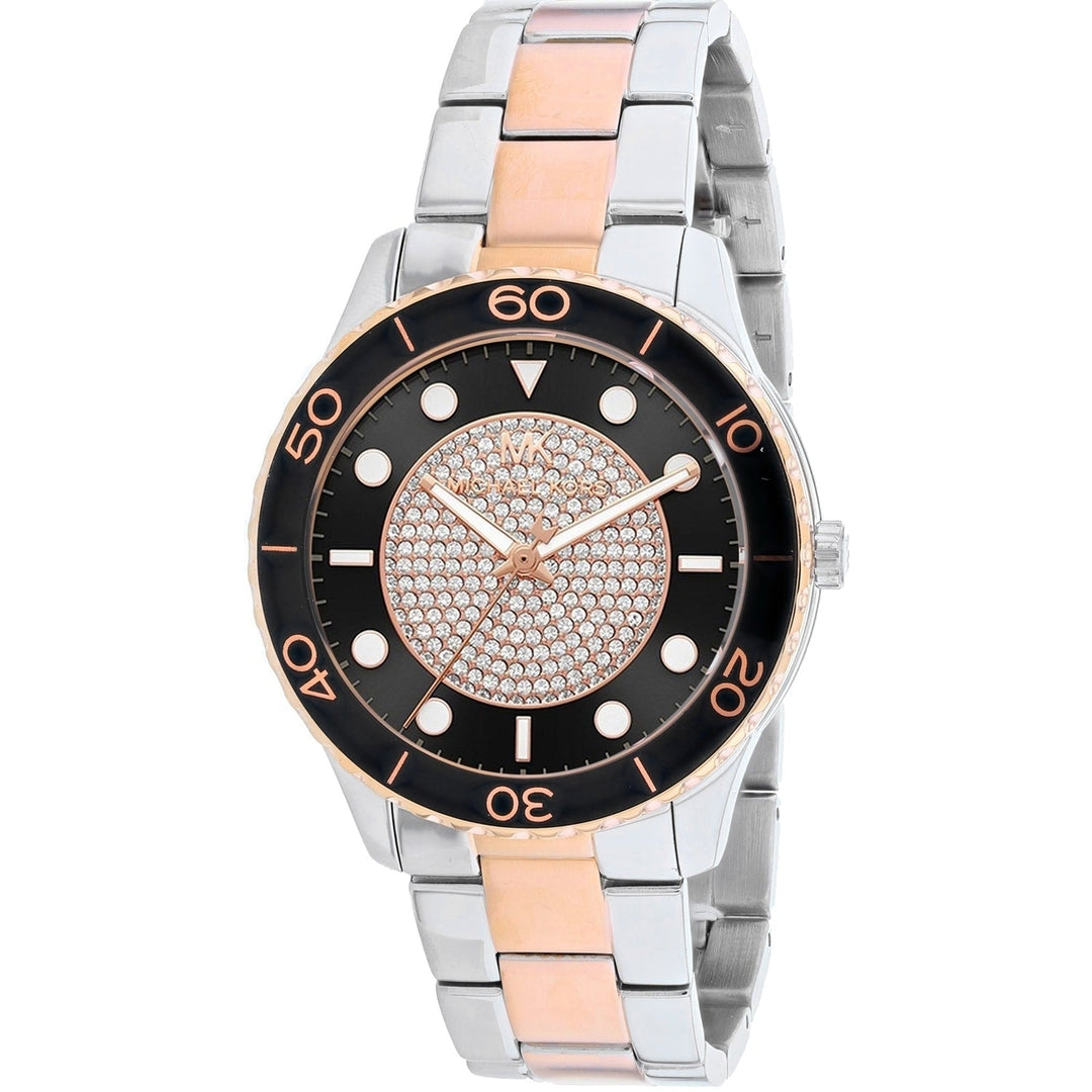 Michael Kors MK6960 Womens Runway Black Dial Stainless Steel Watch 50m Water Resistant Image 1