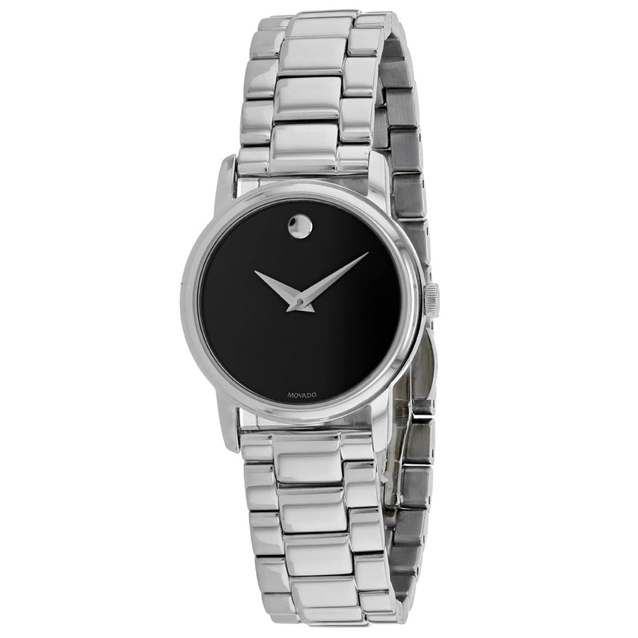 Movado Mens Black Dial Watch 2100017 Stainless Steel Bracelet Quartz Waterproof Image 1