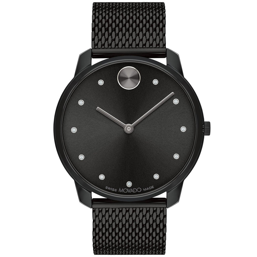 Movado Mens Bold Black Dial Quartz Watch 3600904 Stainless Steel Water Resistant Image 1