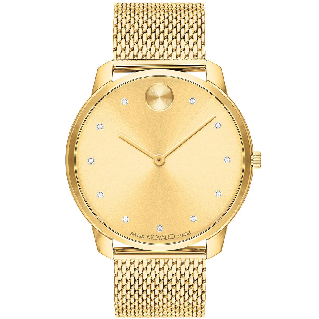 Movado Bold Gold Dial Watch 3600903 Stainless Steel Bracelet Water Resistant Image 1