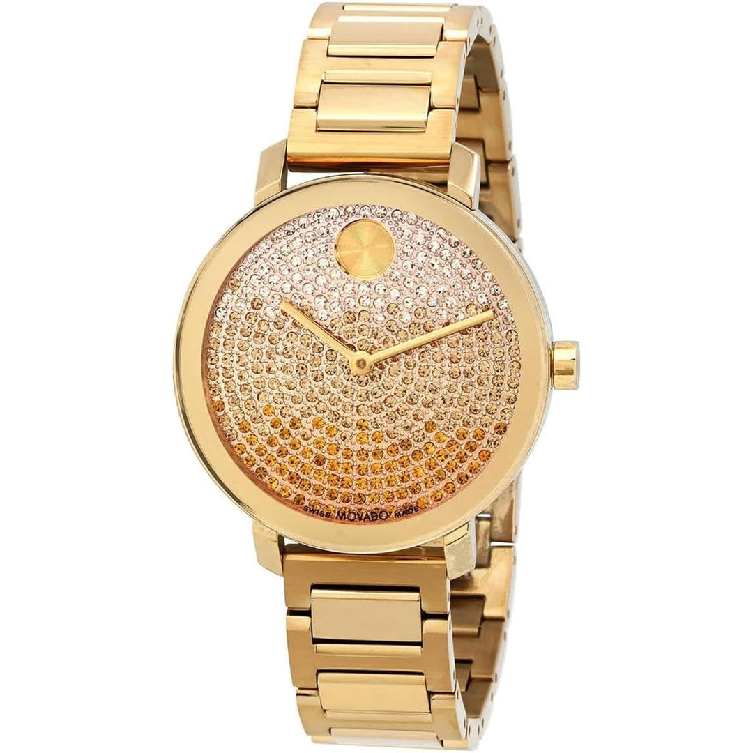 Movado Womens Bold Watch Gold Dial Stainless Steel Bracelet Model 3600931 Image 1