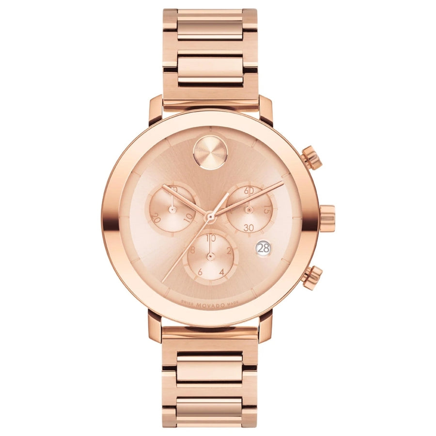 Movado Womens Bold Rose Gold Dial Watch 3600886 Stainless Steel Quartz 30m Image 1