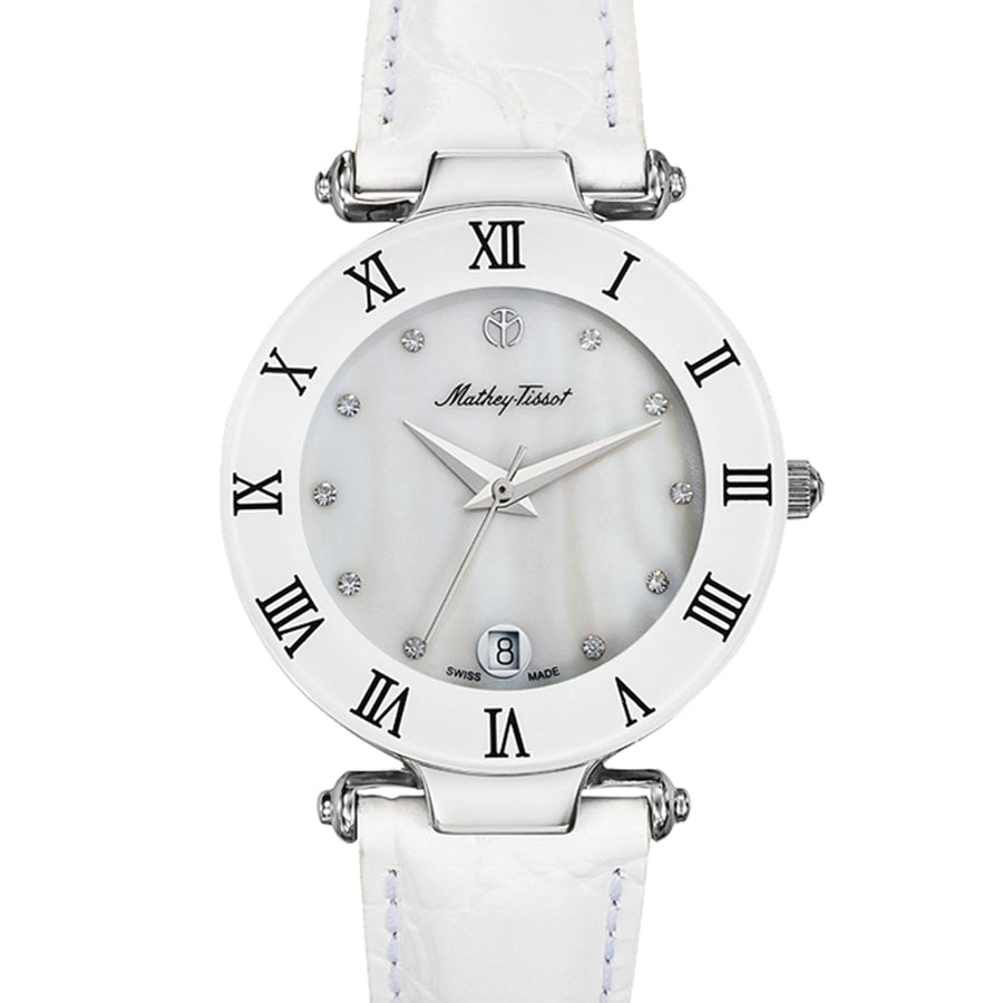 Mathey Tissot Womens Classic White Dial Watch KB234MA Stainless Steel Leather Strap Image 1