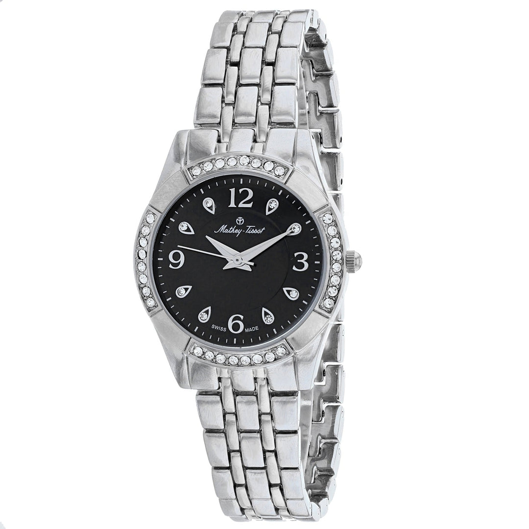 Mathey Tissot Womens FLEURY 2568 Black Dial Stainless Steel Quartz Watch Image 1