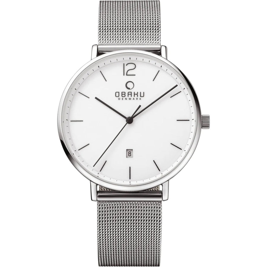 Obaku Mens Toft White Dial Watch V181GDCWMC Stainless Steel 3ATM Water Resistant Image 1