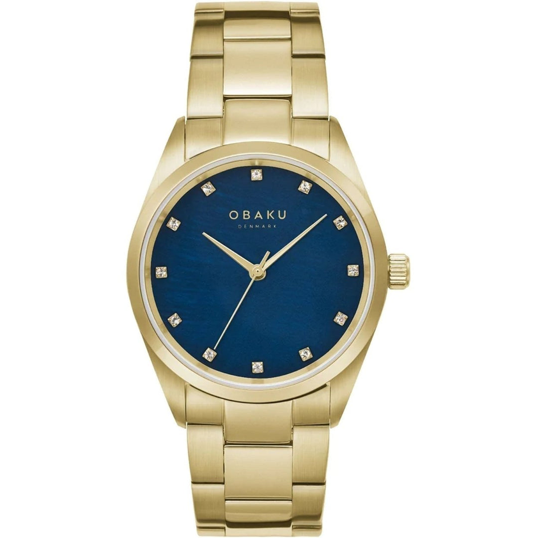 Obaku Womens Watch V263LXGLSG Blue Dial Stainless Steel Quartz 30m Water Resistant Image 1