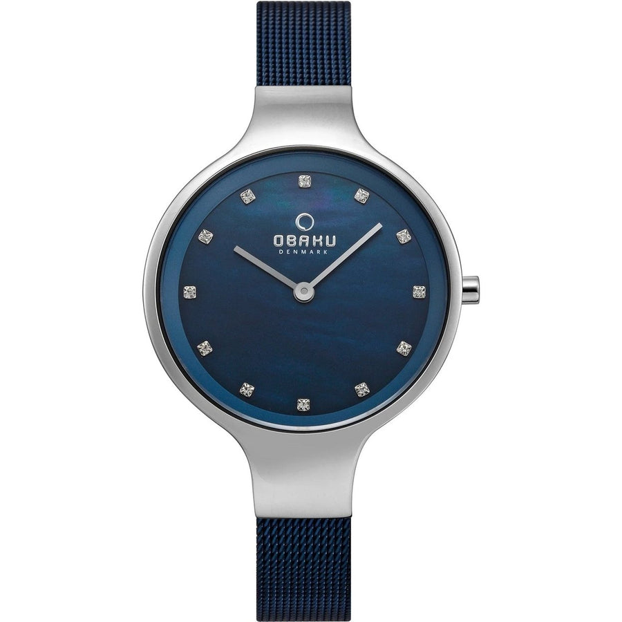 Obaku Womens Quartz Classic Blue Dial Stainless Steel Watch V173LXCLML 30m Image 1