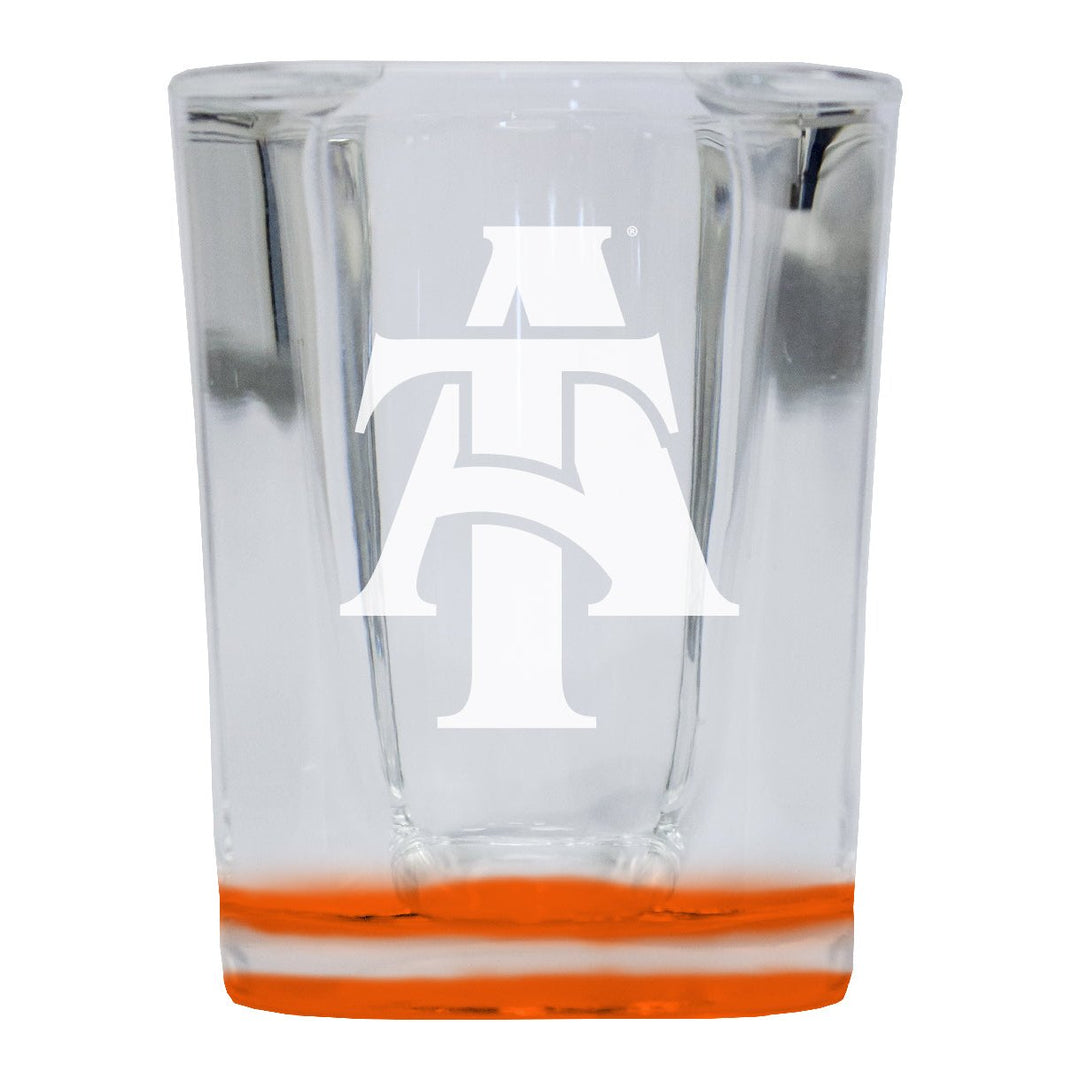 North Carolina AandT State Aggies 2 Ounce Engraved Shot Glass Square Officially Licensed Collegiate Product Image 1