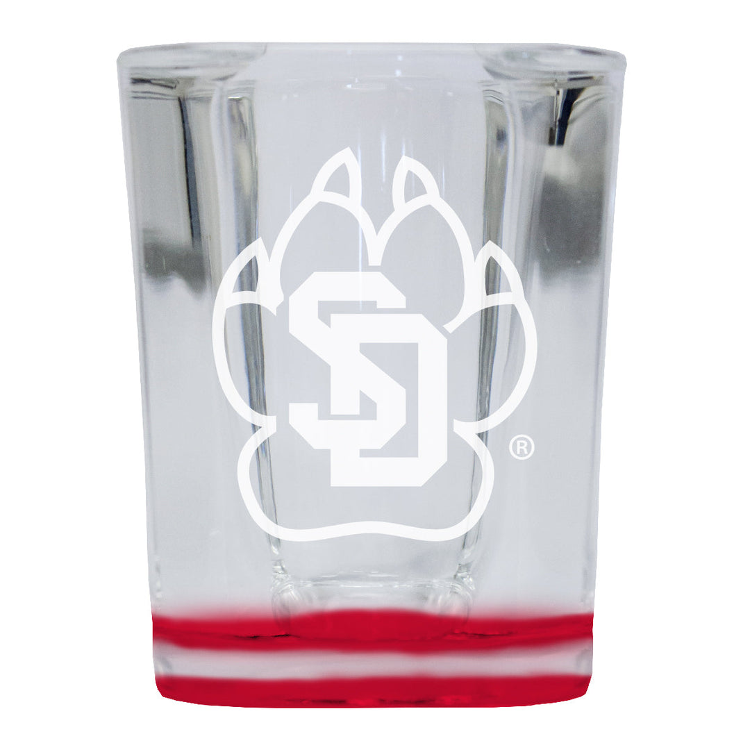 South Dakota Coyotes 2 Ounce Engraved Shot Glass Square Officially Licensed Collegiate Product Image 1